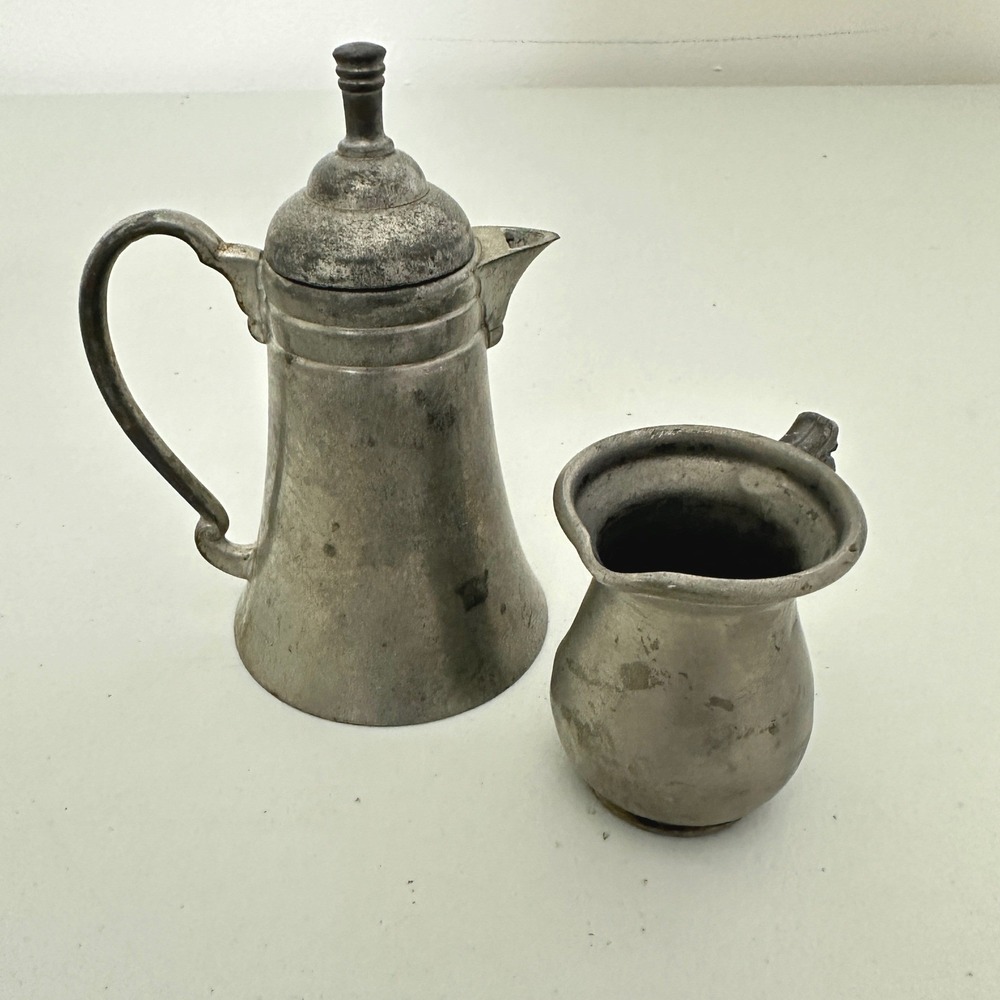 Metawa Holland Mini Pewter Coffee Pot and Creamer Set Vintage Tiel Tin Etain